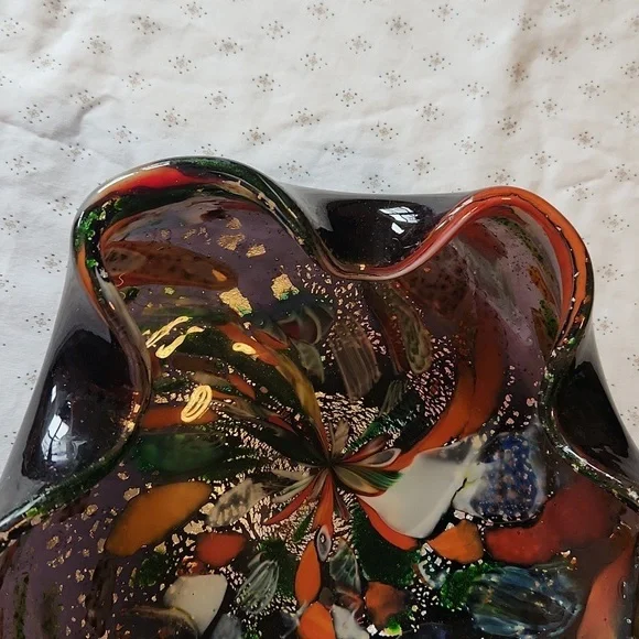 Murano Glass Confetti Multicolor Abstract Glass ArtCandy Bowl